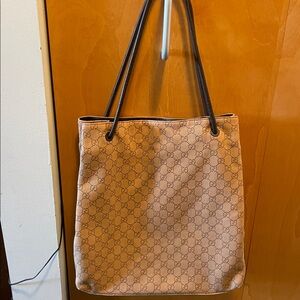 Gucci Tan Monogram Tote Bag Authentic